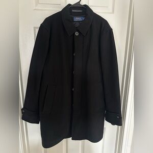 Large Ralph Lauren Black Felt Trench Coat